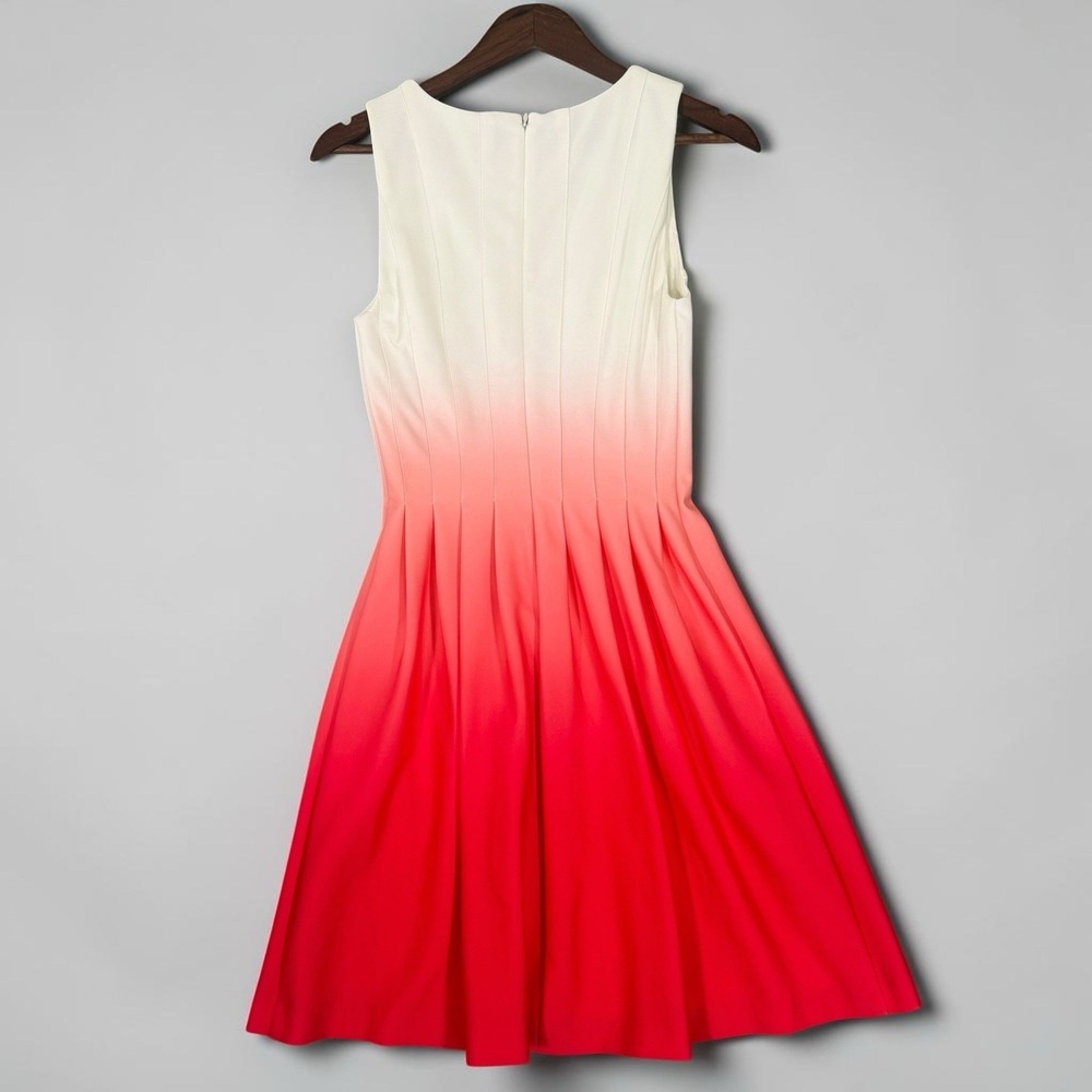 Calvin Klein White Coral Ombre Fit and Flare Dress Sleeveless Mini Pockets Sz 2 - Picture 7 of 7